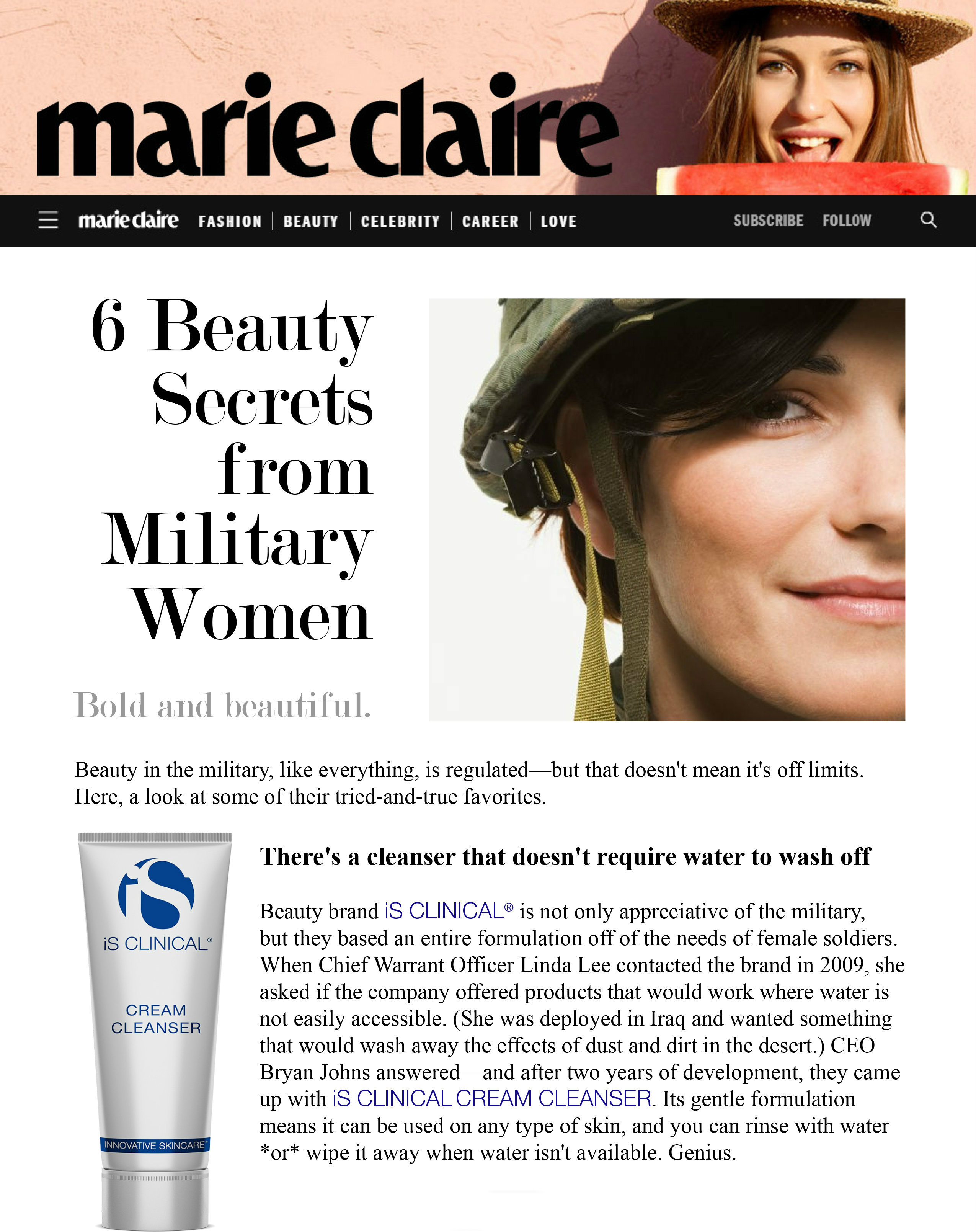 iS Clinical Cream Cleanser Featured in Marie Claire